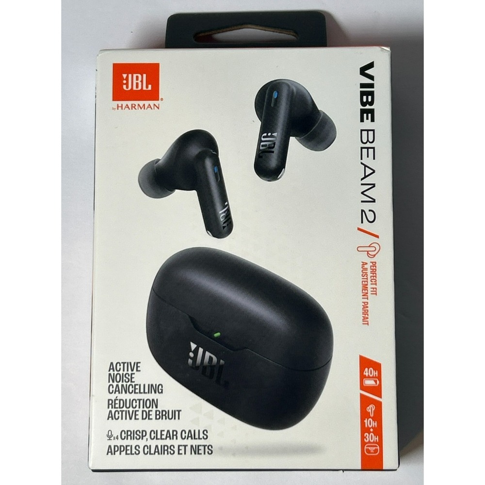 JBL Vibe Beam 2 Wireless Earbuds Black New Sealed ANC Bluetooth 5.3 40H Battery